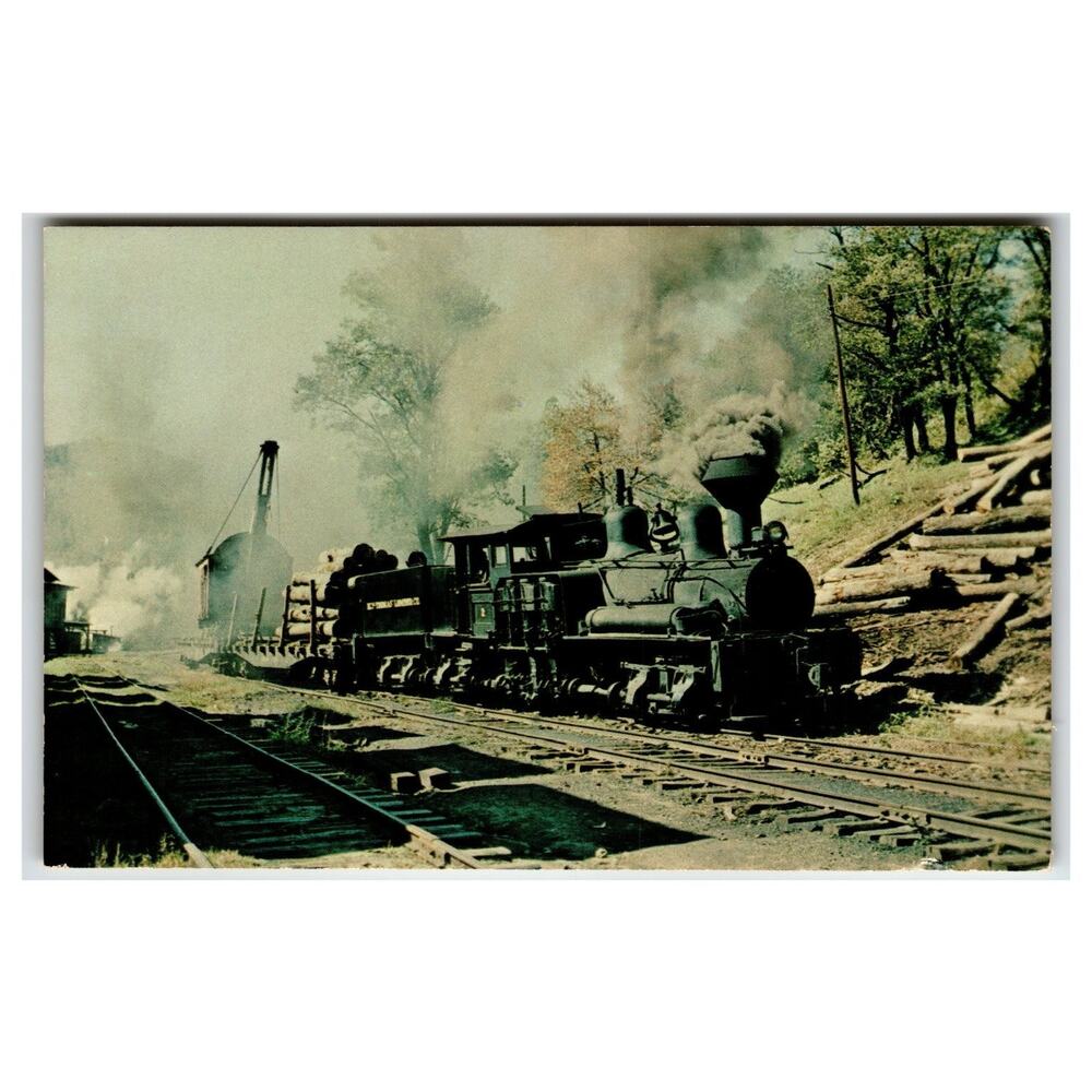 Fenwick Log Train Shay Engine WV Vintage Postcard Ely-Thomas Lumber